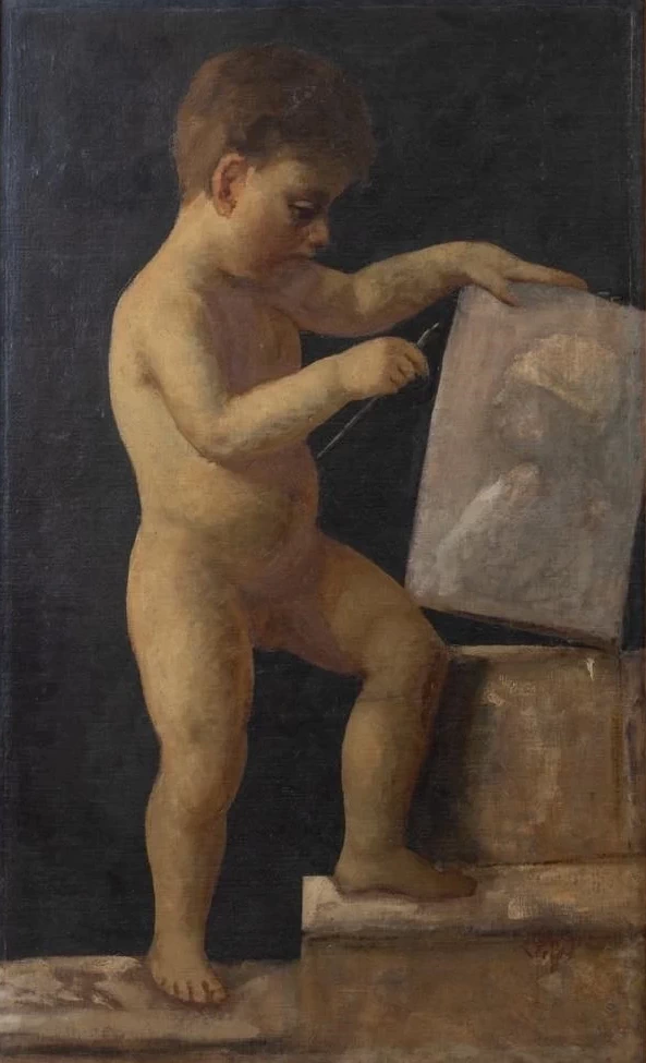 Figura infantile nell'atto dello scolpire